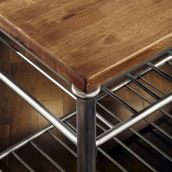 Orleans Kitchen Island Stainless Steel Base with Wood Top Brown - Homestyles image {3}