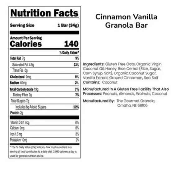 The Gourmet Granola Cinnamon Vanilla Granola Bars - Pack of 12 image {6}