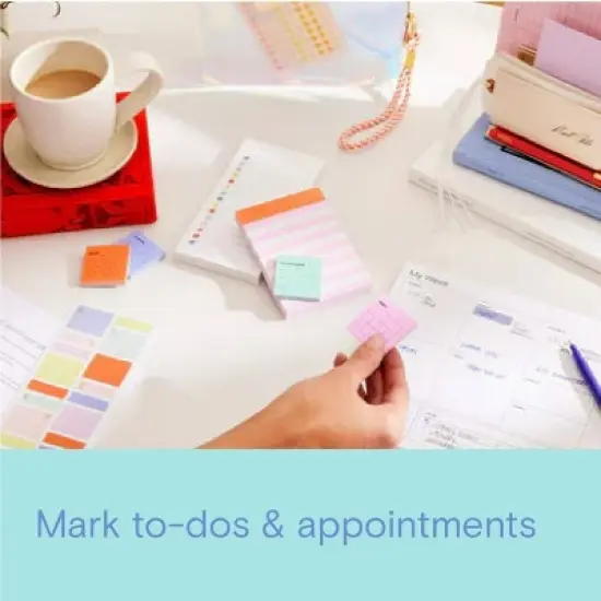 Noted by Post-it Pencil Pouch Kit with Planner Dot Stickers, Coral Red and Purple Felt Tip Pens image {3}