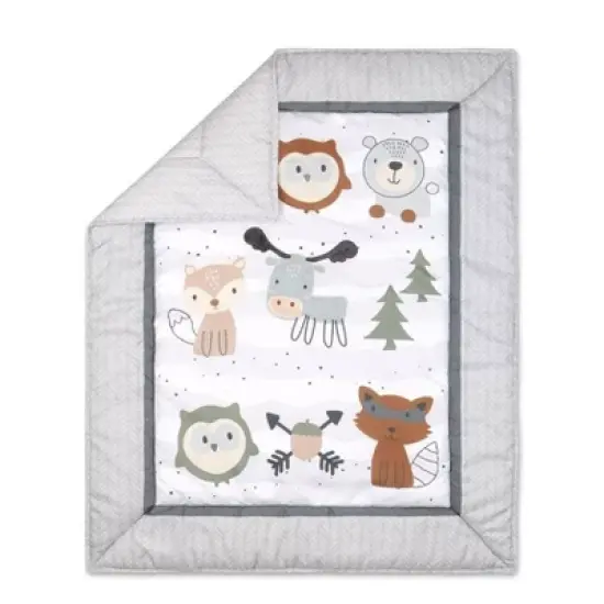 The Peanutshell Woodland Walk Animal Baby Crib Bedding Set - Gray - 3pc image {1}