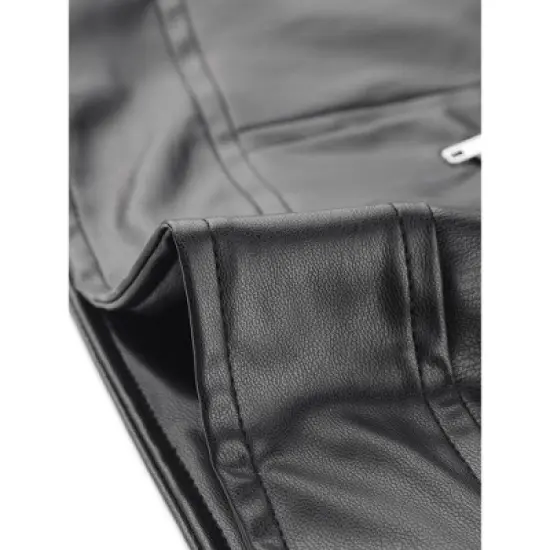 Agnes Orinda Women's Plus Size Leather Motorcycle Zip-Up Riding Biker Crop Vest Jacket image {4}