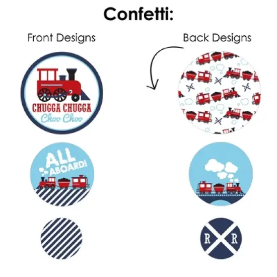 Big Dot of Happiness Railroad Party Crossing - Steam Train Birthday Party or Baby Shower Decor and Confetti - Terrific Table Centerpiece Kit - 30 Ct image {4}