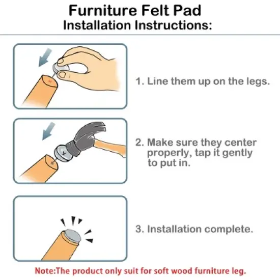 Unique Bargains Nail on Felt Furniture Table Chair Leg Pads 27mm/1" Pack of 30 image {2}