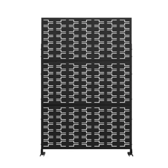 PexFix 72 in. x 47 in. Outdoor Metal Privacy Screen Garden Fence in Bricks Pattern in Black image {2}