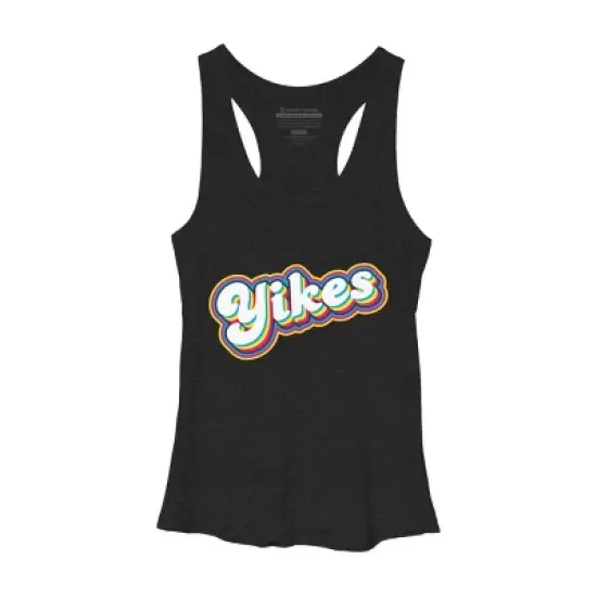 Women's Design By Humans Yikes Colorful Rainbow Outline By Racerback Tank Top image {2}