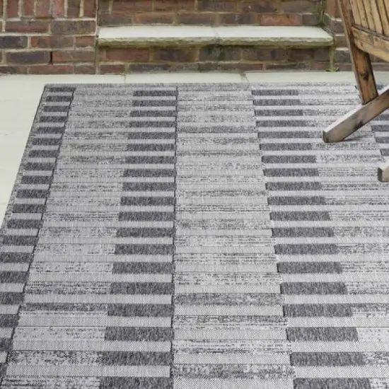 Contemporary Geometric Stripe Indoor Outdoor Area Rug by Blue Nile Mills  image {6}