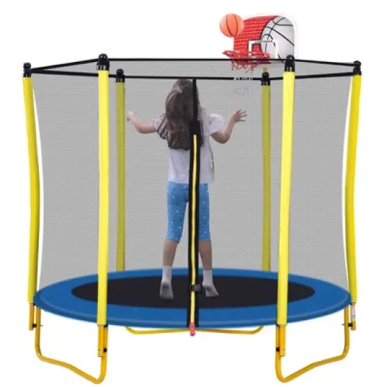 Dexmalle Outdoor & Indoor Mini Toddler Trampoline with Enclosure image {6}