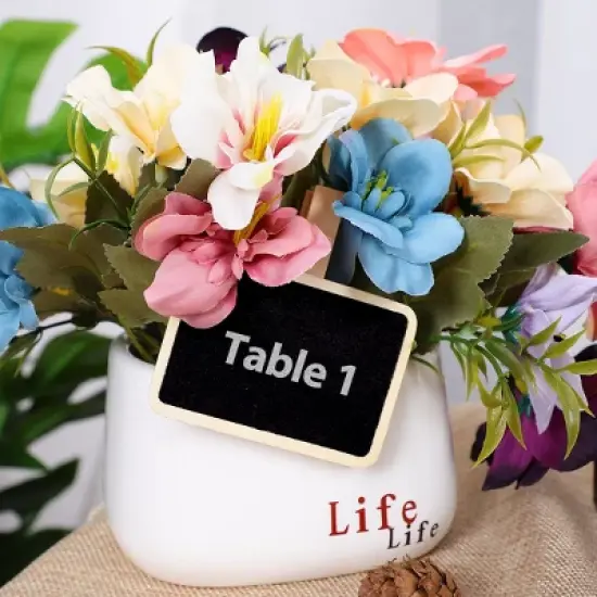 Unique Bargains Wood Mini Chalkboard Signs Tags with Clip for Weddings Message Board Notes 12 Pcs image {5}
