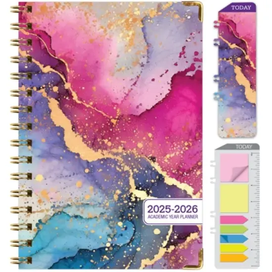 Global Printed Products Hardcover AY 2025-2026 Fashion Planner - 5.5"x8" (Rainbow Gold Marble) image {8}
