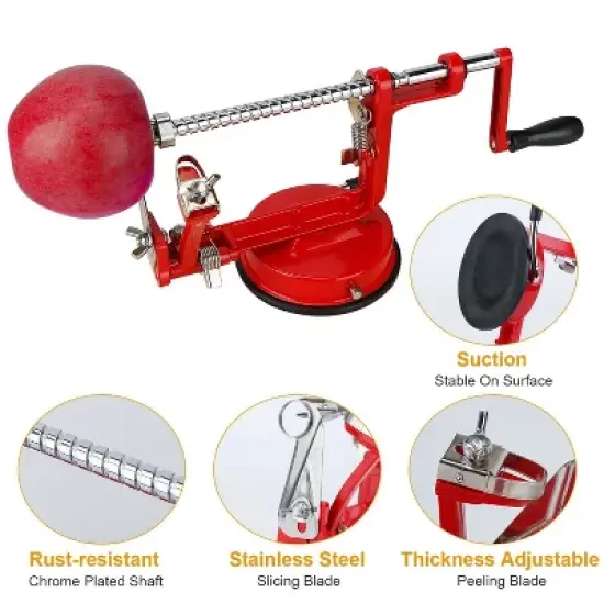 3-in-1 Apple Peeler, Corer & Slicer, Manual Hand-Crank Fruit & Potato Peeling Tool, Kitchen Gadget for Apples, Pears, Citrus image {3}