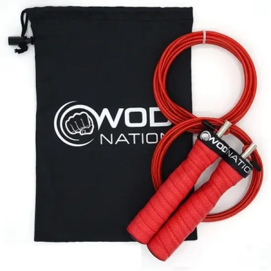WOD Nation Attack Speed Adjustable Jump Rope With Two Cable Skipping Workout System, One Thick & One Light 11 Foot Cable image {6}