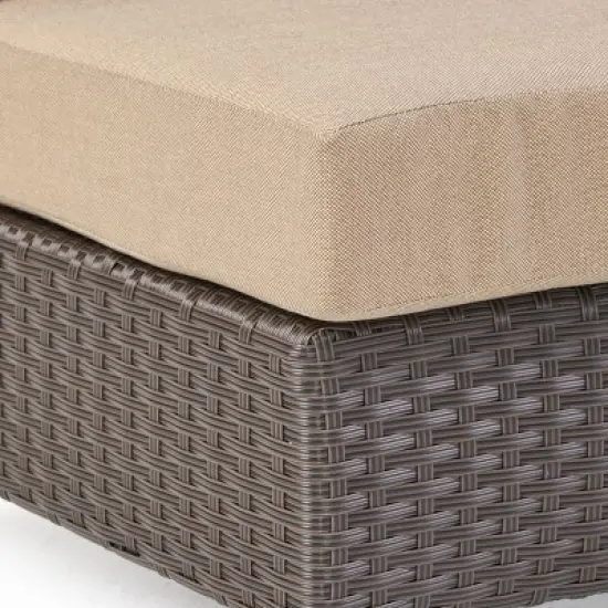 Christopher Knight Home Harper Outdoor Wicker Curved 76" W Loveseat Sectional with Cushions image {7}