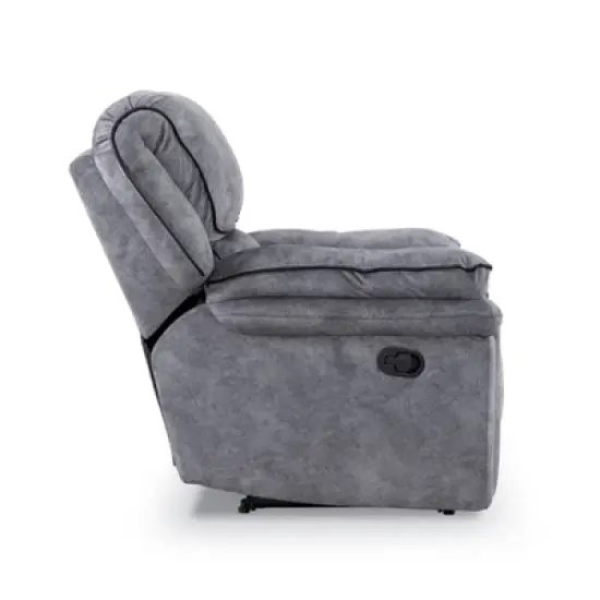 miBasics Breezenight Transitional Padded Manual Glider Reclining Chair Gray: Microsuede Upholstery, Foam Fill, Wood Frame image {7}