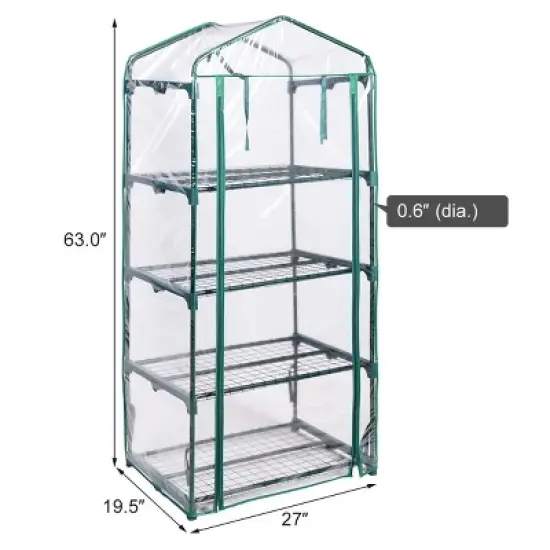 Costway Portable Mini Walk In Outdoor 4 Shelves Greenhouse image {1}