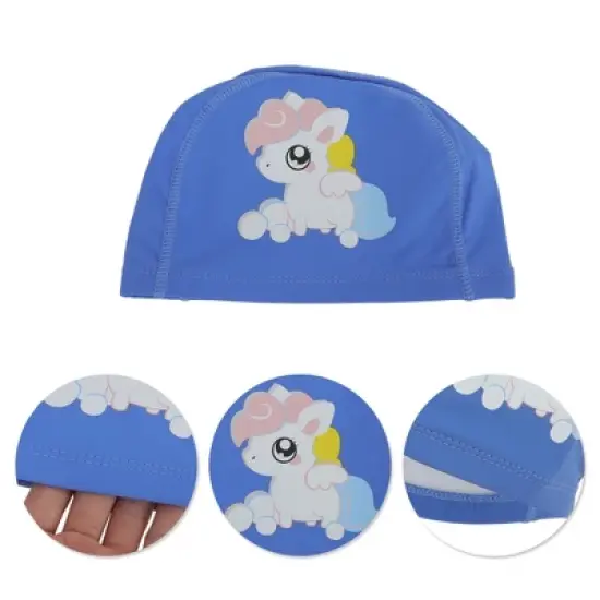 Unique Bargains Kid's Knitted PU Cartoon Horse Swim Cap 1 Pc image {2}