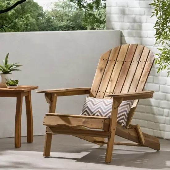 Rustic Foldable Acacia Wood Adirondack Chair, Weather-Resistant Outdoor Seating for Patio, Deck, Garden, and Backyard Comfort-Coolbibila image {10}