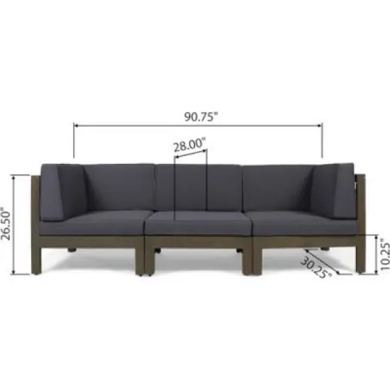 INFURNIC Patio Seating Sets Modern Outdoor Furniture Set Featuring Unique Design,Perfect for Gardens, Living Spaces, Gray, 90.75"*30.25"*26.5" image {1}