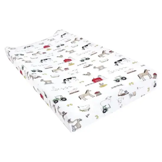 Hudson Baby Cotton Changing Pad Cover, Farm, One Size image {2}