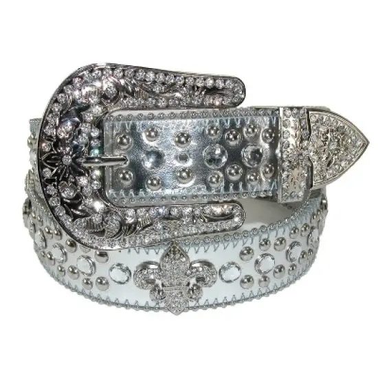 CTM Women's Fleur de Lis Studded Rhinestone Belt image {2}