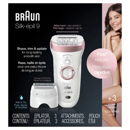 Braun Silk-epil 9-720 2-in-1 Women's Cordless Wet & Dry Epilator + Bikini Trimmer + 2 Extra Accessories image {7}