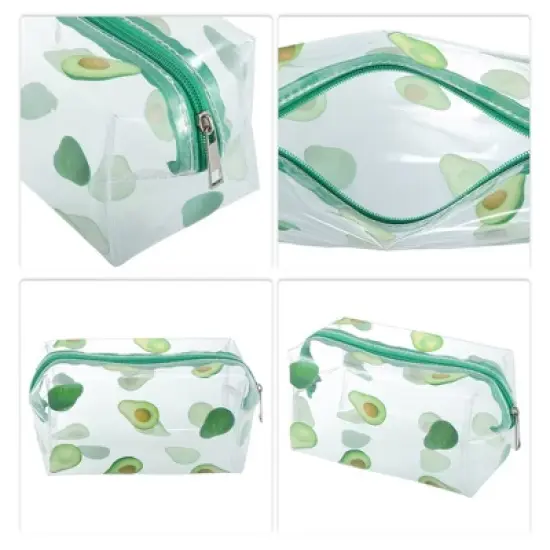 Unique Bargains Portable PVC Clear Makeup Bag Avocado Green 1 Pc image {2}
