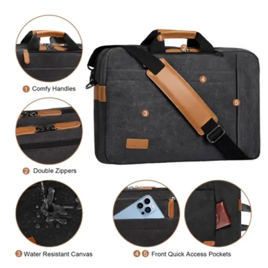 3 In 1 Laptop Bag for Men, 17 Inch Computer Bag Laptop Backpack image {3}