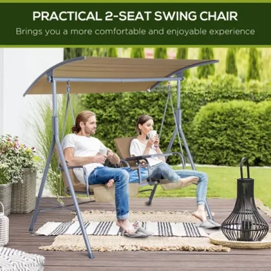 Sapphtopaz Porch Swing Glider Chair with Pivot Storage Outdoor Swing with Adjustable Canopy and Cup Holders for Garden, Backyard, Patio image {5}