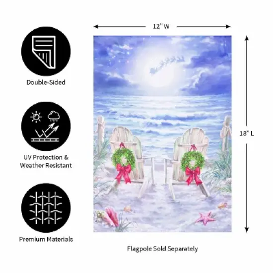 Evergreen Christmas on the Beach Suede Garden Flag 12 x 18 Inches Indoor Outdoor Decor image {3}