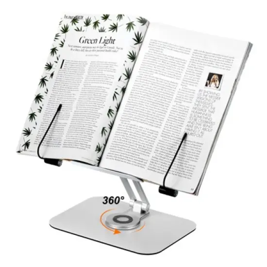 Unique Bargains Adjustable 360&deg; Swivel Base Foldable Natural Wood Book Stand Brown 1 Pcs image {5}