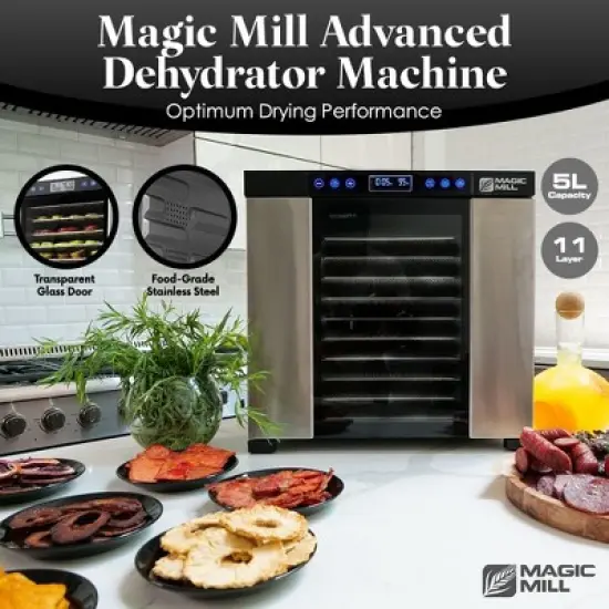 Magic Mill 11-Tray Jumbo Stainless Steel Food Dehydrator, Pro Model for Jerky, Fruit, Herbs image {5}