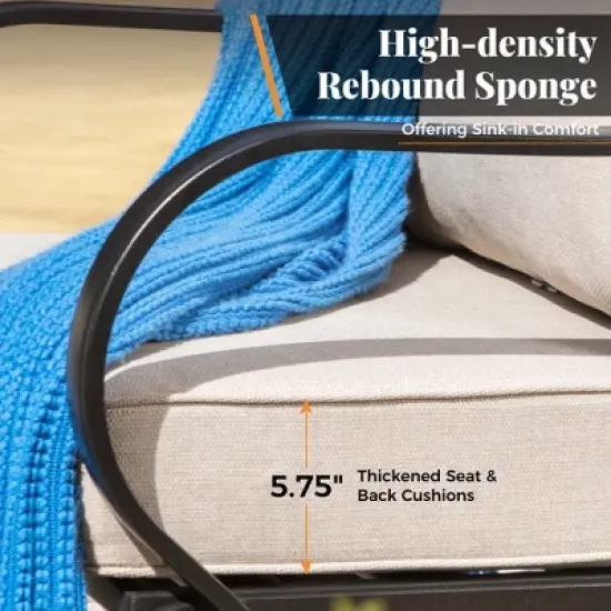 Captiva Designs 6pc Metal Patio Furniture Conversation Set with Swivel Chairs and Ottomans for Garden Porch Backyard image {5}