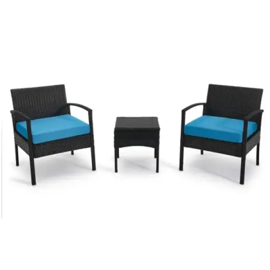 EDYO LIVING 3pc Wicker Outdoor Patio Conversation Furniture Set image {8}