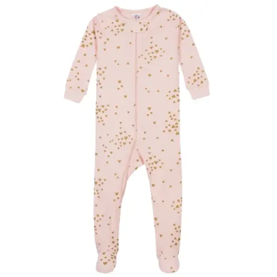 Gerber Baby & Toddler Girls Snug Fit Footed Cotton Pajamas, 2-Pack image {1}