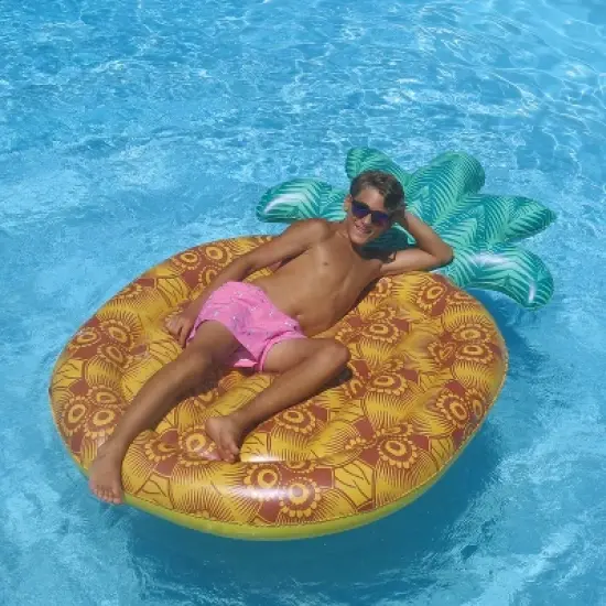 Swimline Giant Inflatable Unique Print Tropical Pineapple Pool Float | 90649 image {3}
