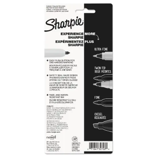 Sharpie Retractable Permanent Markers Fine Point Assorted 3/Set 32726PP image {4}
