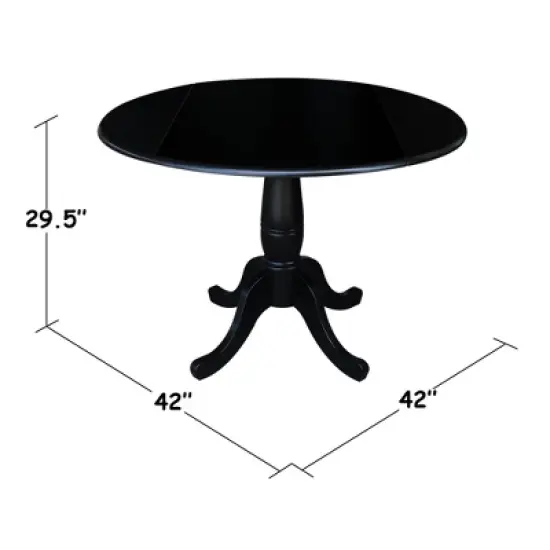 Davidson Round Dual Drop Leaf Pedestal Table Black - International Concepts image {6}