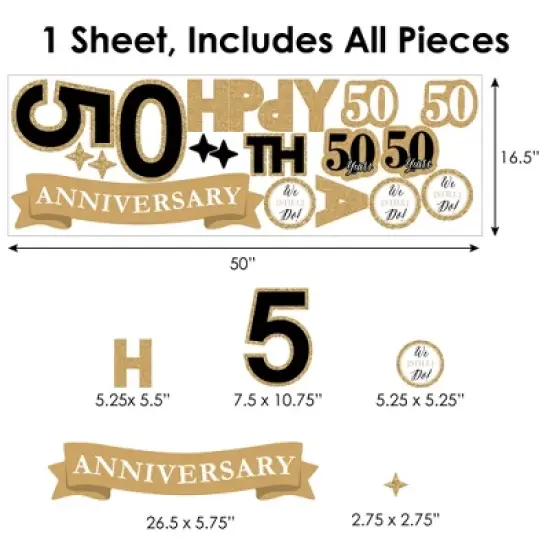 Big Dot of Happiness We Still Do - 50th Wedding Anniversary - Peel and Stick Anniversary Party Decoration - Wall Decals Backdrop image {5}