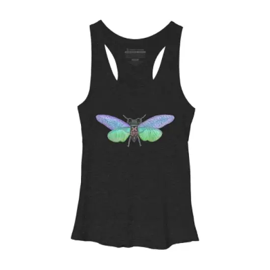 Women's Design By Humans Botanical Watercolor Cicada By MisoKnotty Racerback Tank Top image {2}