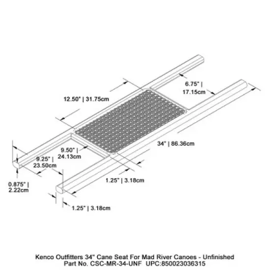 Kenco Outfitters 34" Cane Seat for Mad River Canoes - Unfinished image {2}