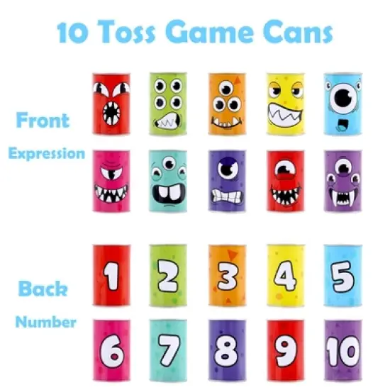 Joyfy Halloween Party Favors 13PCS Carnival Bean Bag Toss Knockdown Can Game Set, Indoor Outdoor Party Lawn Yard Games Birthday Gifts for Kids Adults image {1}