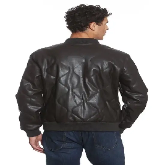 Members Only Men's Faux Leather Oval Quilted Bomber image {2}