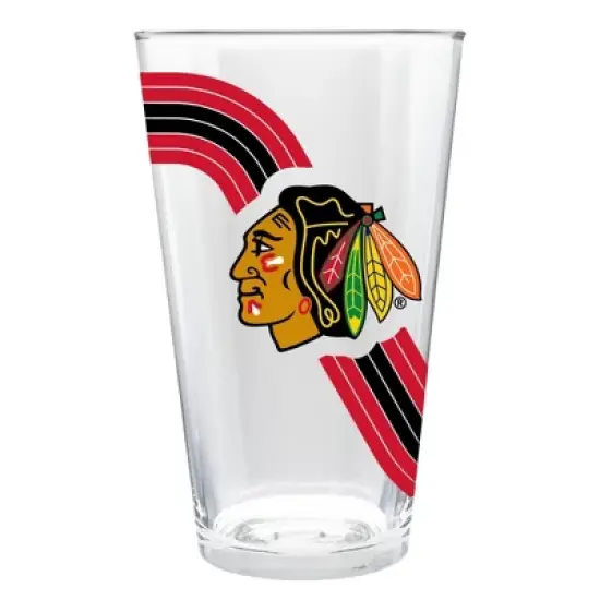 NHL Chicago Blackhawks Retro Wave Pint Glass - 16oz image {3}