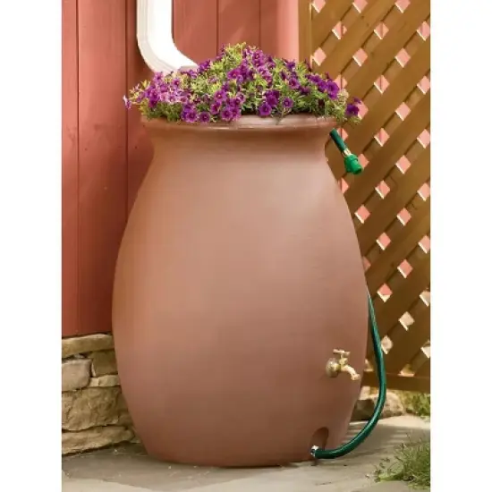 Rainwater Urn, 50 Gallon, 4' Hose Included, Brass Water Spigot, Removable Top image {5}