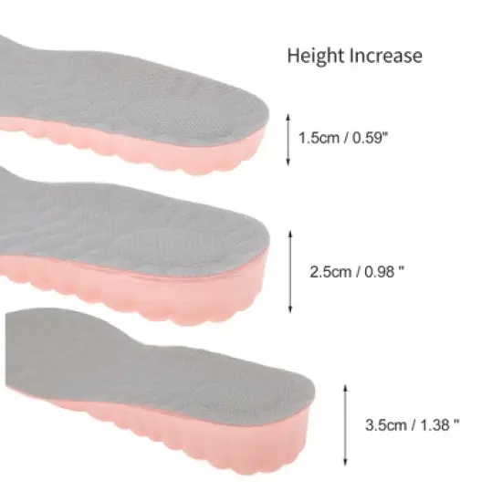 Unique Bargains 6D Height Increase Shoe Inserts Fit Shoe Pink Gray 1 Pair image {1}