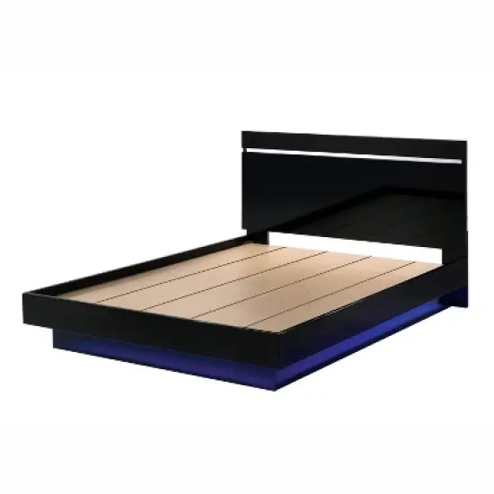 5pc Cavatao Bedroom Set with Led Light Black/Chrome - miBasics image {2}