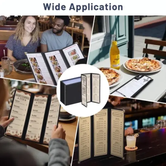 WeChef 30 Pcs 4.25 x 14" Restaurant Menu Covers 3 Page 6 View Trifold Menu Holders for Wine List Drink Bar Cafe Hotel image {1}