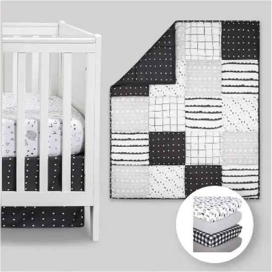 The Peanutshell Preston Black & White Crib Bedding Set, 4pc to 12 Pc image {12}