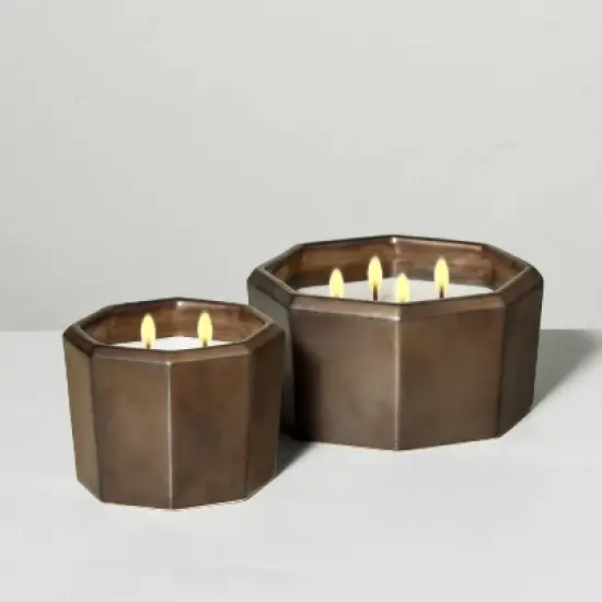 Octagonal Ceramic Salted Honey Fall Jar Candle Metallic Bronze  - Hearth & Hand&trade; with Magnolia image {3}