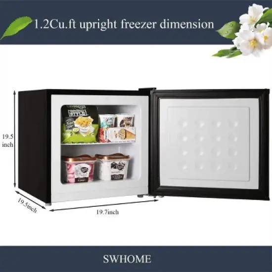 Kismile 1.2 Cu.Ft Upright Freezer, Energy Saving and Low Noise, 3 temperature settings (Black) image {3}