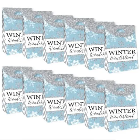 Big Dot of Happiness Winter Wonderland - Snowflake Holiday and Winter Wedding Gift Favor Bags - Party Goodie Boxes - Set of 12 image {3}